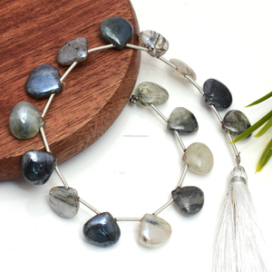 Cuentas de Cuarzo Rutilado Negro Natural en Forma de Corazón, Hilo de 8 Pulgadas, Piedras Preciosas Lisas de Primera Calidad, 10x10, 11.5x12.5 mm, para Fabricación de Joyería, Venta al Por Mayor - Product Image 3