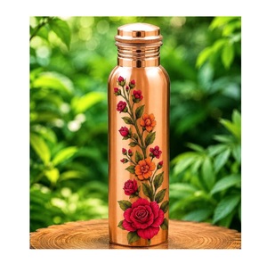 Pure <b>Copper</b> <b>Drinking</b> <b>Bottle</b> With Quality Metal Build And Compact Form For Hydration At Home Work School Fitness And Travel - Product Image 6