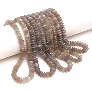 Perles Rondelles Facettées en Pierre de Lune Grise Naturelle, Coupe Allemande, 8MM 9MM, Vente en Gros, Fil de 16 Pouces - Product Image 4