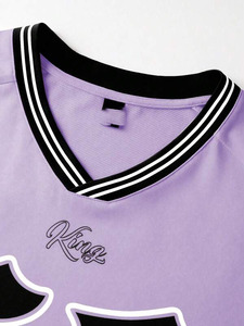 Camiseta de malla extragrande personalizada para mujer, estilo vintage deportivo, cuello en V, manga corta, venta al por mayor OEM ODM - Product Image 2