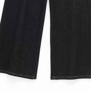 Servicio del fabricante: Pantalones vaqueros de mezclilla de pierna ancha y estilo holgado para mujer, con lavado Monkey y efecto desgastado, de moda urbana. - Product Image 3