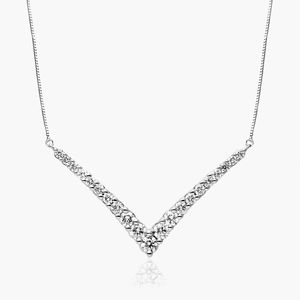 Collier en diamant cultivé en laboratoire certifié IGI, forme en V, or rose 14 carats, collier barre en diamant, bijoux fins élégants, cadeau - Product Image 4