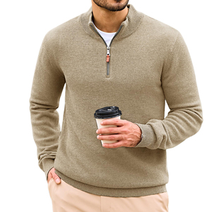 Contemporary Look <b>Men's</b> Sweatshirt High Quality Basic Cotton Blended Outdoor Lightweight Full Sleeve Quarter Zip Up Sweatshirt - Product Image 3