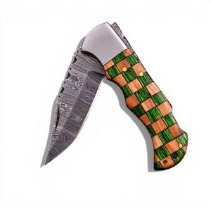 Industrial Grade Damascus Steel Back Lock Foldable <b>Utility</b> Pocket <b>Knife</b> Customized Colorful Handle 3.5in Drop Point Straight - Product Image 1