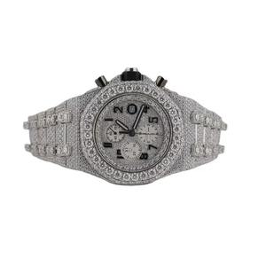 Montre de luxe pour homme sertie de diamants, avec boîtier en acier et diamants moissanite taille ronde, collection Hip Hop, mouvement japonais - Product Image 1