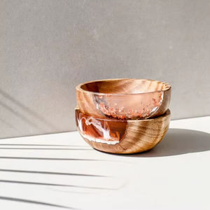 Epoxy Resin <b>Small</b> <b>Bowl</b> Sustainable Wooden <b>Bowl</b> Eco-Friendly Durable Wood Food Feeding <b>Bowl</b> made in Uttar Pradesh Skill Artisan - Product Image 1