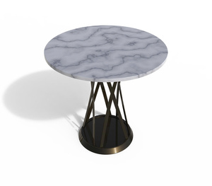 Mesa de Comedor Redonda Moderna de Mármol con Base Cruzada de Acero Inoxidable Negro para Muebles de Lujo para el Hogar y Hoteles - Product Image 1