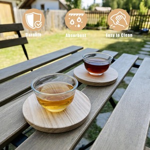 Luxury Acacia Wood <b>Coaster</b> Set Natural <b>Drink</b> <b>Coasters</b> for Home Decor and Dining At Best Price - Product Image 4