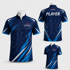 Maillot de sport personnalisé pour équipe de fléchettes, en polyester 100% écologique, respirant et à séchage rapide, imprimé par sublimation, vente en gros - Product Image 4