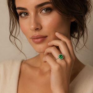 925 Sterling <b>Silver</b> Lab Grown Emerald Moissanite Halo <b>Ring</b> for <b>Women</b> Cushion Cut Green Gemstone Engagement <b>Wedding</b> <b>Ring</b> - Product Image 4