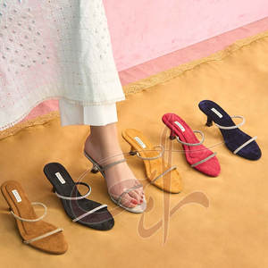 Unique Design Women <b>Slide</b> Heels Factory Made Customized Color Printed Anti-Slippery Genuine Leather Velvet Lining - Product Image 4