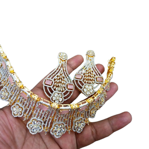 Classic Pink Cubic Zirconia Bridal Jewelry <b>Set</b> Necklace Earrings for Women - Product Image 1