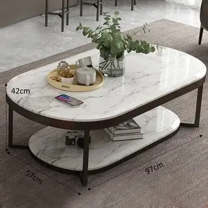 Mesa de centro de mármol premium con elegante diseño y superficie de tocador - Product Image 1