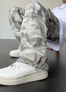 Jean en denim personnalisé polyester/coton, camouflage Real Tree, effet empilé, délavé, multi-poches, style Y2K Hip Hop, cargo d'hiver - Product Image 5