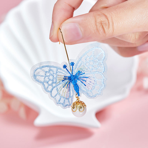 Pendientes de Mariposa con Cuentas y Bordado Estilo B con Degradado de Color, Joyería Hecha a Mano con Malla Simple, Venta al Por Mayor - Product Image 3