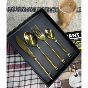 Juego de cubiertos de acero inoxidable con acabado en oro antiguo, utensilios decorativos para ensalada, vajilla para bodas y catering, cuchara elegante, tenedor, espátula para pastel - Product Image 5