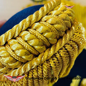 Epaulettes Bordadas Azul Marino con Flecos Dorados para Uniformes de Banda de Marcha, con Hilo de Oro y Flecos de Mylar - Product Image 2