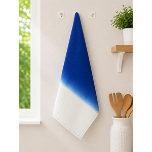 Essuie-mains de cuisine en coton gaufré, dégradé jaune et blanc |   Essuie-tout texturé |   Serviette de toilette décorative réutilisable - Product Image 2