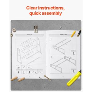 Organizzatore da Scrivania a 2 Livelli 95x32x90 cm, Scaffale per Ufficio con Cassetti, Espositore e Porta Libri - Product Image 5