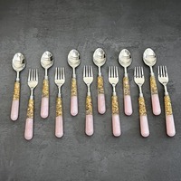 Lot de 12 couverts de luxe roses en acier inoxydable, compatibles lave-vaisselle, cuillères, fourchettes et couteaux pour fêtes et événements