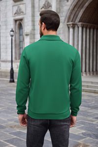 Half <b>Zip</b> Sweatshirt Men's Quarter <b>Zip</b> <b>up</b> Pullover Long Sleeve Casual <b>Polo</b> Sweatshirt Slim Fit Mock Neck Sweaters with Pocket - Product Image 2