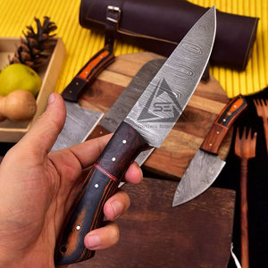 High Quality Handmade Light Weight Damascus Chef <b>Knives</b> <b>Set</b> Damascus Steel Blades Wood Handles 67-Layer Construction Hot Sale - Product Image 5