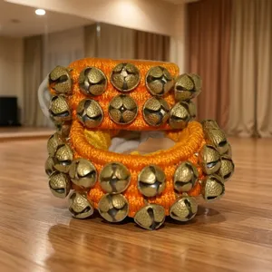 Ghongroo à 2 rangs en laiton orange pour la danse Bharatanatyam et Salangai, clochettes de danse classique indienne, ghongroo traditionnel indien pour les pieds - Product Image 6