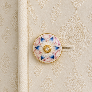 Botones de Lujo Personalizados de Latón con Esmalte Blanco Pintado a Mano, Diseño Floral de Enredadera Azul, Botón de Cerámica para Traje de Hombre, Blazer, Sherwani - Product Image 2