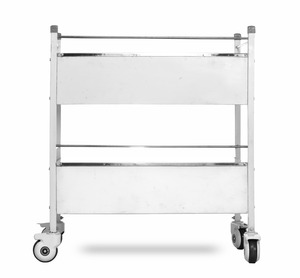 Carrito de Servicio Hospitalario de Acero Inoxidable con Dos Estantes y Ruedas para Uso Médico, Carrito para Equipos y Suministros de la India - Product Image 6
