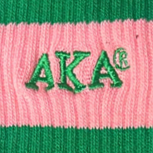 AKA Crew <b>Socks</b> Pink Green Premium Cotton Blend Stretch Ribbed Mid Calf Sports Casual Comfortable Everyday <b>Socks</b> - Product Image 2