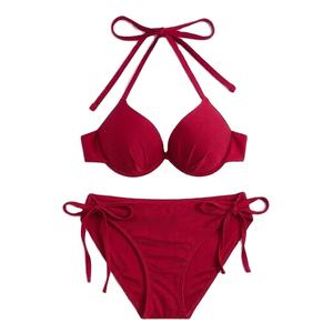 Traje de Baño Sexy con Espalda Descubierta para Mujer, Conjunto de Bikini Brillante, Tankini para Playa - Product Image 1