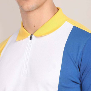 Men's Color Blocked Knitted Short Sleeve <b>Polo</b> Shirt With Zipper Casual Style <b>White</b> Blue Yellow Low MOQ Men's <b>Polo</b> Shirts - Product Image 5
