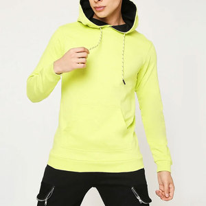 เสื้อฮู้ดผู้ชายสีเขียวมะนาว ทรงปกติ ผ้าถัก สีพื้น ดีไซน์กระเป๋า ใส่สบาย เหมาะสำหรับฤดูหนาว ผ้าฝ้าย 100% ซิปด้านหน้า - Product Image 4