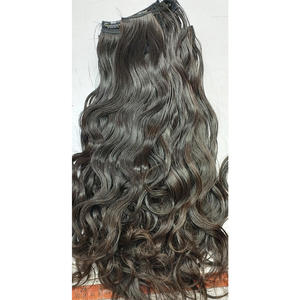 Extensiones de Cabello Humano con Clip al por Mayor, Ondas Sueltas, Ondas Corporales, Negro Natural, Extensiones de Cabello Humano Real, Set Completo para Cabeza, Doble Trama - Product Image 1