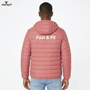 Lightweight Canvas <b>Puffer</b> <b>Jacket</b> Winter Stand Collar Zipper Closure Front Logo Waterproof Breathable Hooded <b>Cheap</b> Price for Sale - Product Image 4