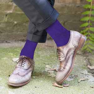 Meilleures chaussettes d'hiver jetables pour femmes et hommes, couleur violette, longues, élégantes, avec revers, taille personnalisée, en Spandex/Polyester/Coton - Product Image 5