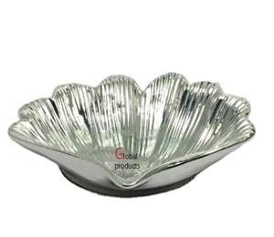 Cuenco de aluminio para servir chocolate con forma de hoja con acabado plateado brillante para Hotel Home - Product Image 1