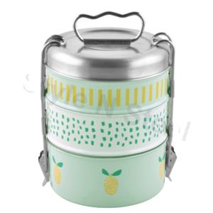 3 Tier Lunch <b>Box</b> Printed Food Carrier with Clip Lock Straight Thai <b>Tiffin</b> Stainless Steel - Product Image 1