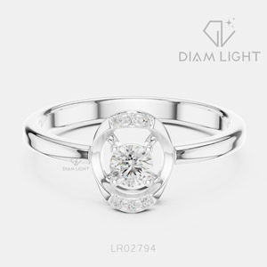 Bague de fiançailles moderne pour femme en or blanc 14 carats avec diamant de laboratoire rond certifié IGI 0,153 carat, couleur F+, clarté VS+, cadeau - Product Image 1