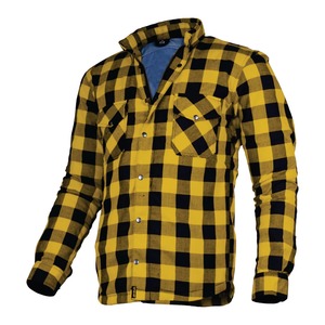 Chemise de moto professionnelle jaune et noire en flanelle pour homme avec protection dorsale et fermeture éclair YKK - Product Image 2