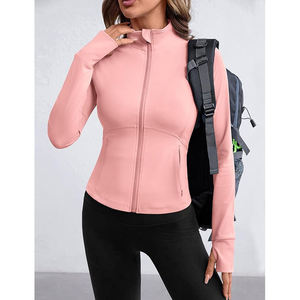 Yoga Fit Jacket <b>Women</b> Nylon Stretchy Athletic Wear Breathable Lightweight Zip Up Outer Layer - Product Image 4