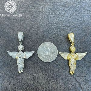 <b>Charm</b>_Jewells <b>Angel</b> Pendant 925 Sterling Silver 22K Gold Plated Freshwater Pearl Moissanite Brilliant Cut Hip Hop Unisex - Product Image 5