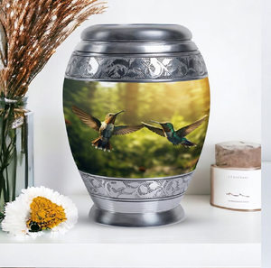 Urna rosa radiante con mariposas y flores azules brillantes para un espíritu alegre y luminoso. Disponible a precios de mayorista. - Product Image 4