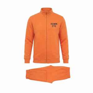 Survêtement homme Hawk Eye orange, fermeture éclair intégrale, col montant, couleur unie, coupe décontractée, 100% coton, style automne - Product Image 5