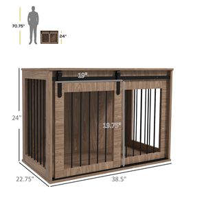 <b>Large</b> Indoor Walnut Brown 39x23x27 Dog Cage 2-in-1 Modern Pet Kennel and End Table Furniture <b>Boxed</b> XXL XXXL Sizes for Breeding - Product Image 3