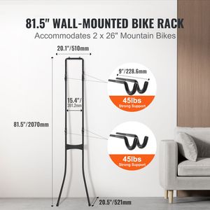 Robusto Portabici da Parete in Acciaio Autoportante Completamente Regolabile per Bici da Strada e Stoccaggio in Garage - Product Image 2