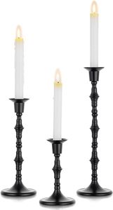 6-Piece Tiered Gold Metal Candlestick Set - Flared Tulip Top Candleholder with <b>Weighted</b> Conical Base - Product Image 6