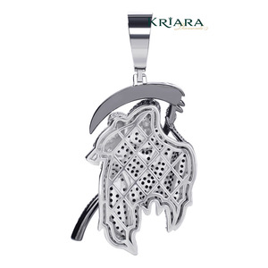 Pendentif Grim Reaper en diamant de laboratoire, argent 925 plaqué or 18 carats, taille ronde, unisexe, style hip-hop - Product Image 4