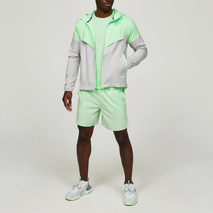 2026 Summer Men's Casual Solid Sports Running Jogger Training Suit Set Zipper Nylon Windbreaker <b>Jacket</b> <b>Shorts</b> For Men - Product Image 1