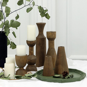 Porte-bougies en bois classique poli, rustique et écologique, pour la maison, le salon, la cuisine, par MULTI CRAFT - Product Image 2